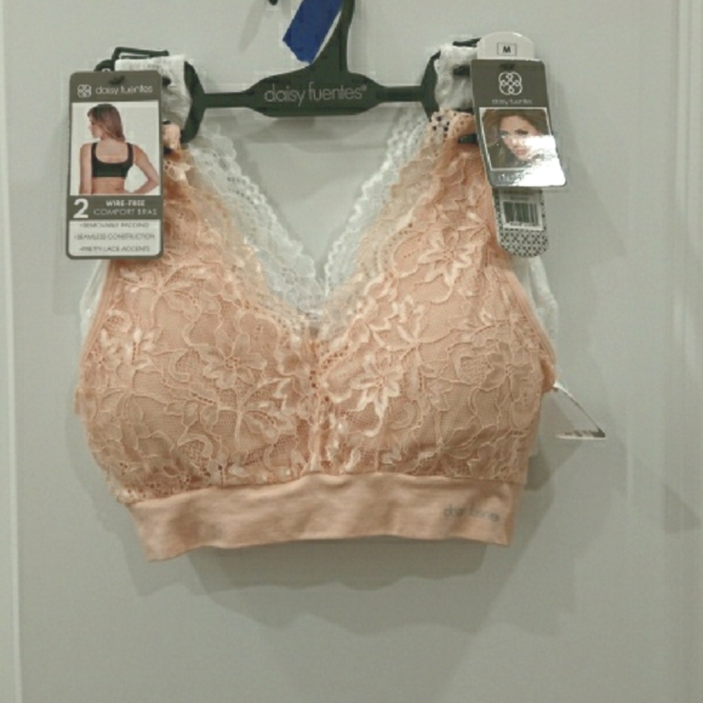 Daisy Fuentes White & peach Lace Longline Bra set! - Picture 8 of 13